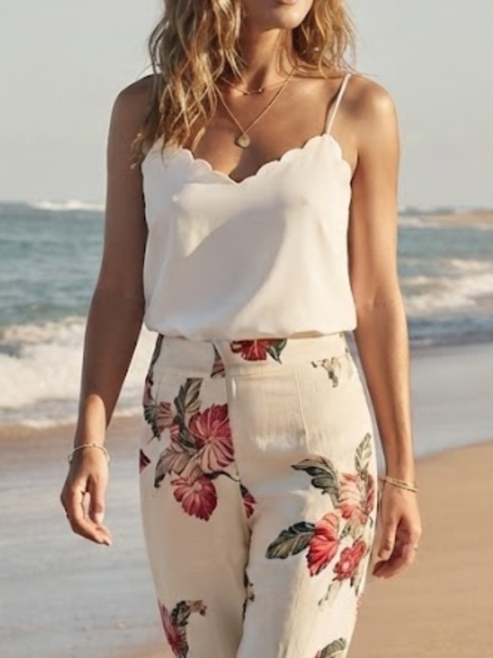 J. Crew Camisole Ivory Scalloped Edge Classic Beauty Work Casual Layer Sz 2